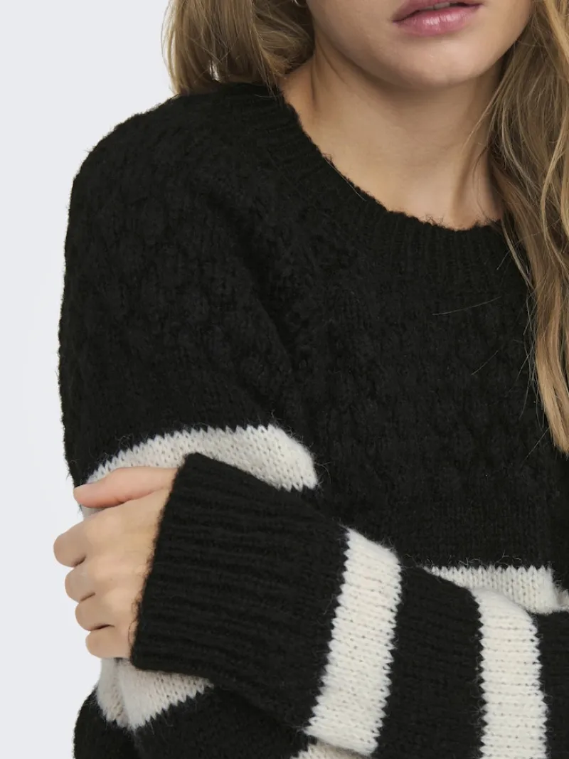 Only Pullover & Sweatshirts*ONLBILLIE LIFE LS STRIPE O-NECK EX KNT Black