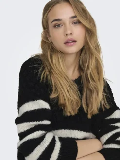 Only Pullover & Sweatshirts*ONLBILLIE LIFE LS STRIPE O-NECK EX KNT Black