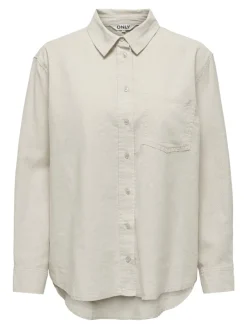 Only Blusen*ONLBRUXELLES L/S LIN BL SHIRT PNT NOOS moonbeam
