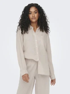 Only Blusen*ONLBRUXELLES L/S LIN BL SHIRT PNT NOOS moonbeam