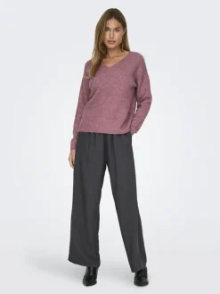 Only Pullover & Sweatshirts*ONLCAMILLA V-NECK L/S PULLOVER KNT NOOS crushed berry