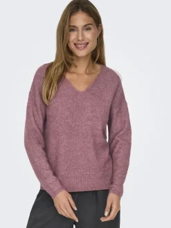 Only Pullover & Sweatshirts*ONLCAMILLA V-NECK L/S PULLOVER KNT NOOS crushed berry