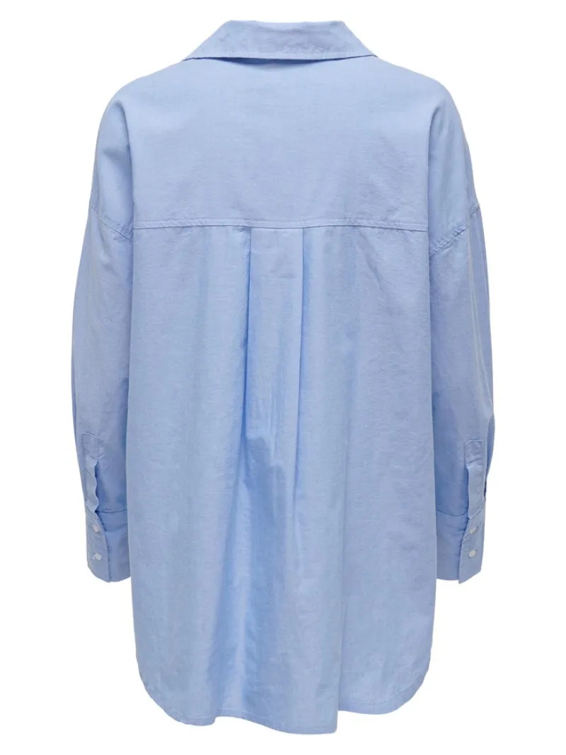 Only Blusen*ONLCARIA LS LOOSE SHIRT WVN Light Blue Denim