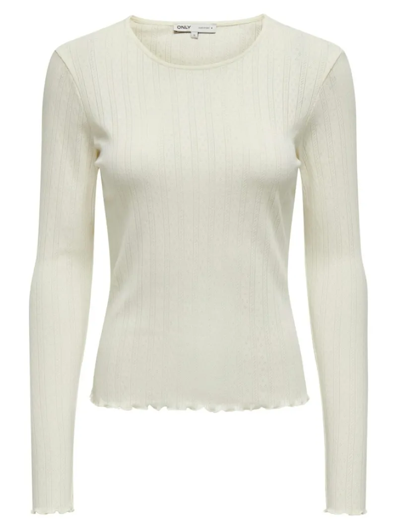 Only Shirts*ONLCARLOTTA L/S TOP NOOS JRS Cloud Dancer