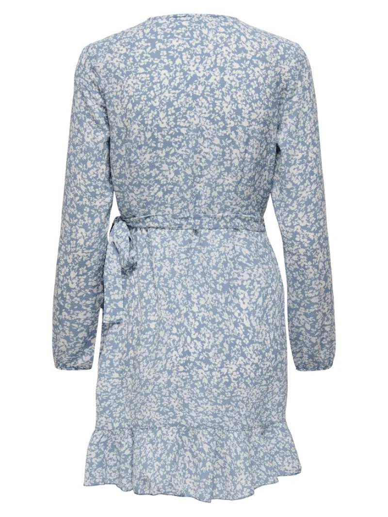 Only Kleider*ONLCARLY L/S WRAP SHORT DRESS NOOS WVN Cashmere Blue