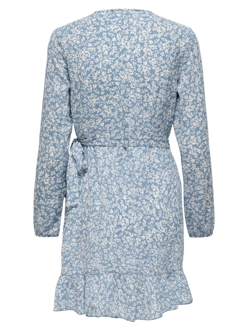 Only Kleider*ONLCARLY L/S WRAP SHORT DRESS NOOS WVN Cashmere Blue