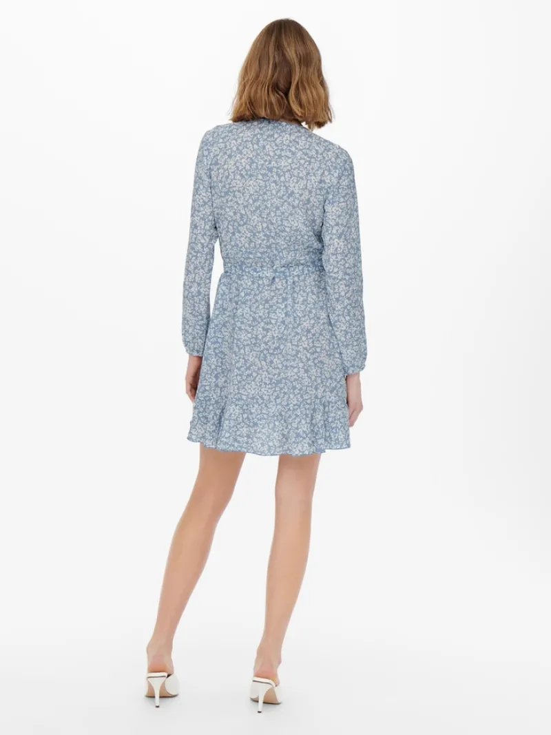 Only Kleider*ONLCARLY L/S WRAP SHORT DRESS NOOS WVN Cashmere Blue