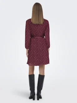Only Kleider*ONLCERA LIFE 3/4 SHORT DRESS WVN NOOS windsor wine