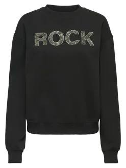 Only Pullover & Sweatshirts*ONLCORA L/S O-NECK APPLICATION BOX SWT Black