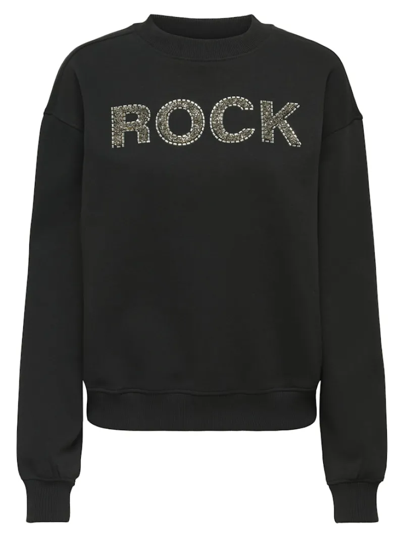 Only Pullover & Sweatshirts*ONLCORA L/S O-NECK APPLICATION BOX SWT Black