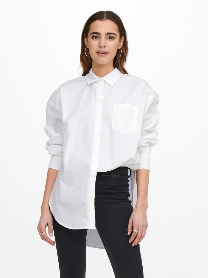 Only Blusen*ONLCORINA LS LOOSE SHIRT WVN Bright White