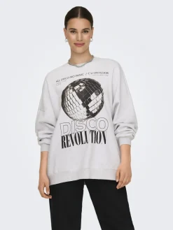 Only Pullover & Sweatshirts*ONLDAZE L/S PARTY O-NECK SWT Light Grey Melange