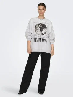 Only Pullover & Sweatshirts*ONLDAZE L/S PARTY O-NECK SWT Light Grey Melange