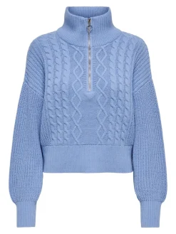 Only Pullover & Sweatshirts*ONLDORITTA LS CABLE ZIP HIG NECK KNT grapemist