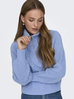 Only Pullover & Sweatshirts*ONLDORITTA LS CABLE ZIP HIG NECK KNT grapemist