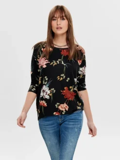 Only Shirts*ONLELCOS 4/5 AOP TOP JRS NOOS black3