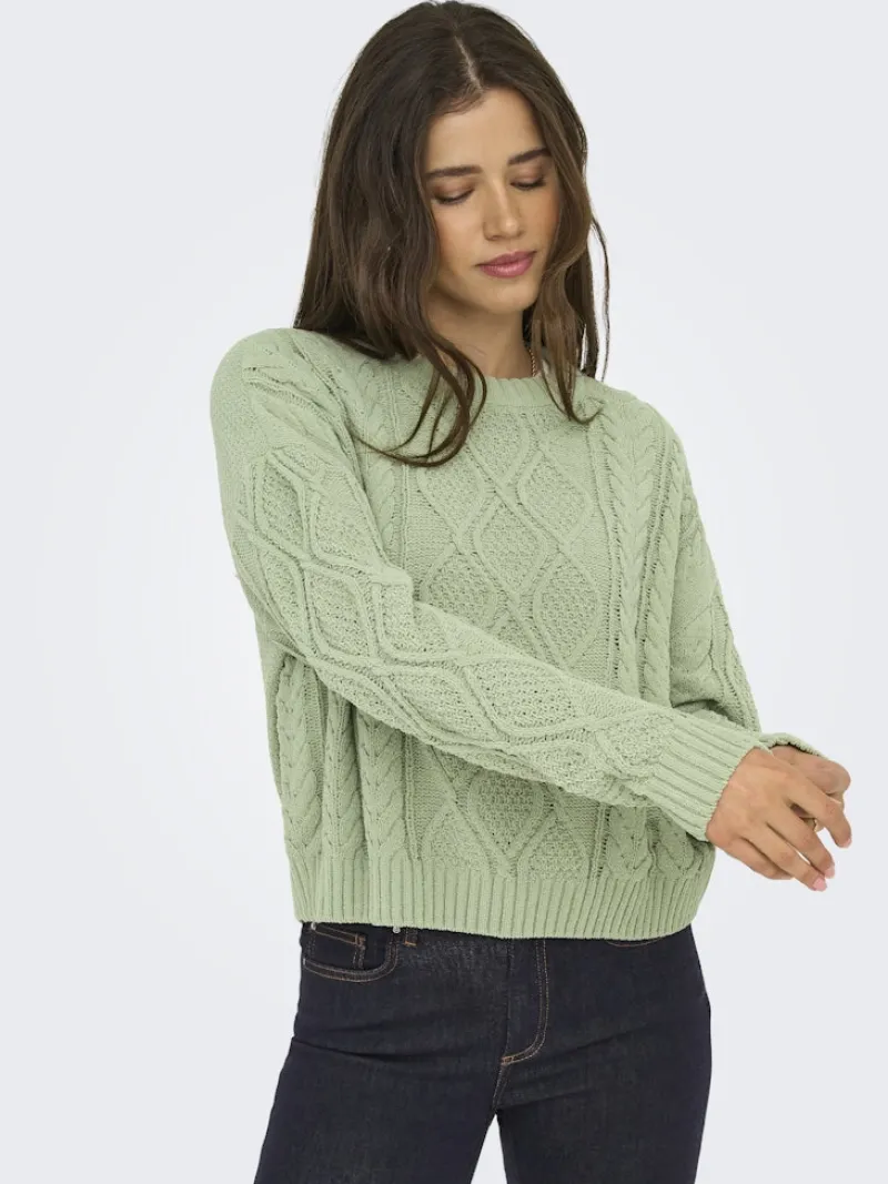 Only Pullover & Sweatshirts*ONLELLY LIFE LS CABLE O-NECK CC KNT desert sage