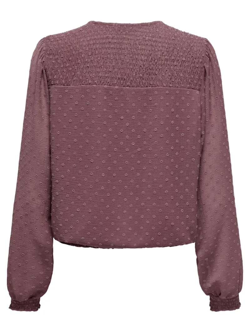 Only Blusen*ONLELMIRA LIFE NEW DOBBY L/S TOP NOOS rose brown