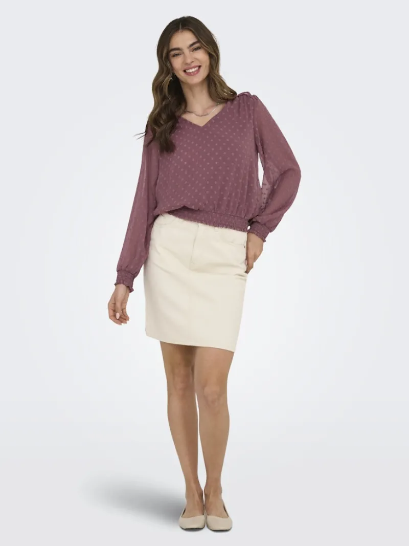 Only Blusen*ONLELMIRA LIFE NEW DOBBY L/S TOP NOOS rose brown