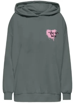 Only Pullover & Sweatshirts*ONLELODIE L/S GRAFITTI HOOD BOX SWT Balsam Green