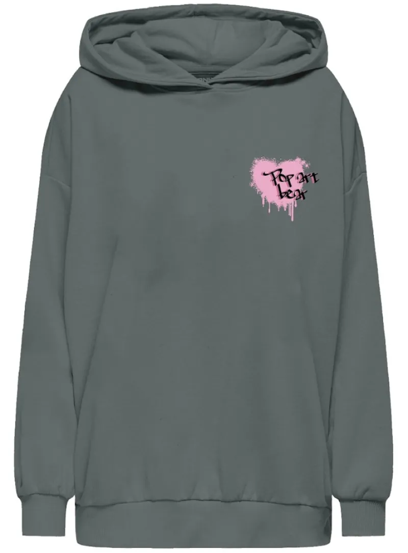 Only Pullover & Sweatshirts*ONLELODIE L/S GRAFITTI HOOD BOX SWT Balsam Green