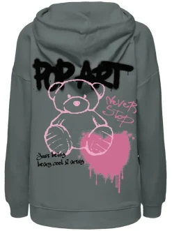 Only Pullover & Sweatshirts*ONLELODIE L/S GRAFITTI HOOD BOX SWT Balsam Green