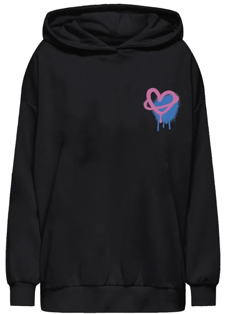 Only Pullover & Sweatshirts*ONLELODIE L/S GRAFITTI HOOD BOX SWT black4