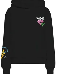 Only Pullover & Sweatshirts*ONLELODIE L/S GRAFITTI HOOD BOX SWT black3
