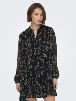 Only Kleider*ONLEMILIE LIFE L/S SHORT DRESS WVN Black