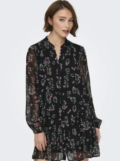 Only Kleider*ONLEMILIE LIFE L/S SHORT DRESS WVN Black