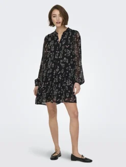 Only Kleider*ONLEMILIE LIFE L/S SHORT DRESS WVN Black