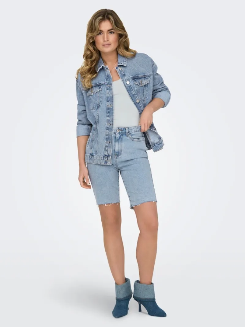 Only Shorts*ONLEMILY HW LONG DNM SHORTS CRO741 NOOS Light Blue Denim
