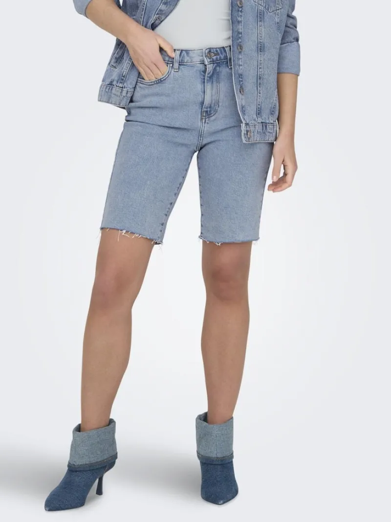 Only Shorts*ONLEMILY HW LONG DNM SHORTS CRO741 NOOS Light Blue Denim