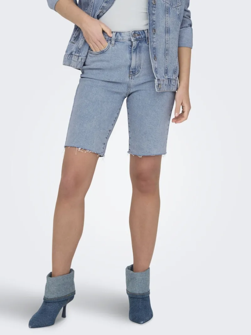 Only Shorts*ONLEMILY HW LONG DNM SHORTS CRO741 NOOS Light Blue Denim