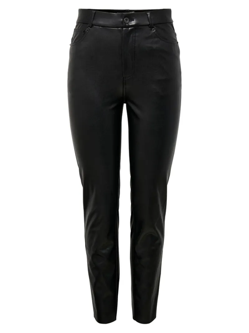 Only Hosen*ONLEMILY HW ST ANK FAUX LEATHER PNT NOOS Black