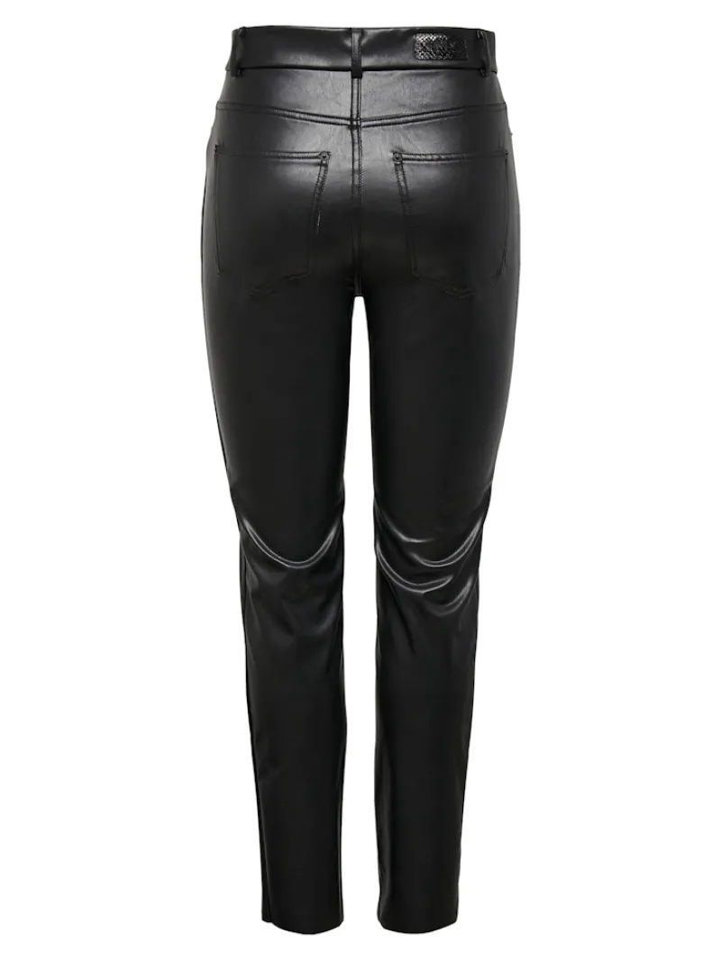 Only Hosen*ONLEMILY HW ST ANK FAUX LEATHER PNT NOOS Black