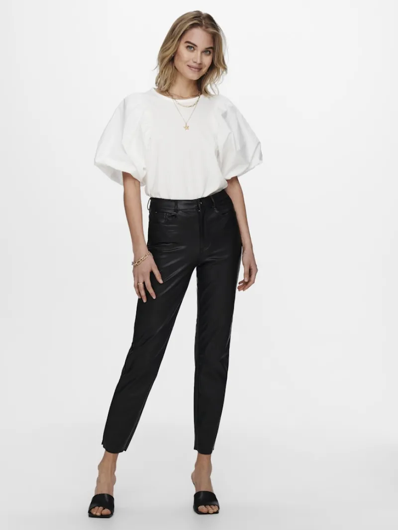 Only Hosen*ONLEMILY HW ST ANK FAUX LEATHER PNT NOOS Black