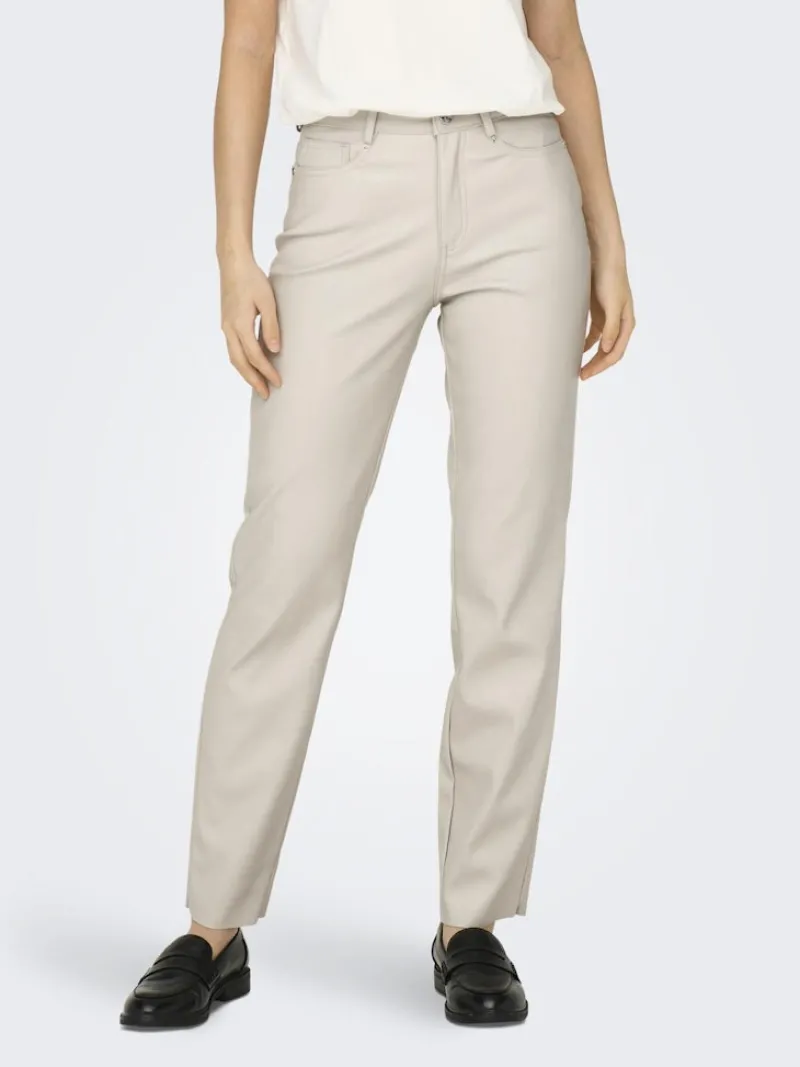 Only Hosen*ONLEMILY HW ST ANK FAUX LEATHER PNT NOOS Silver Lining