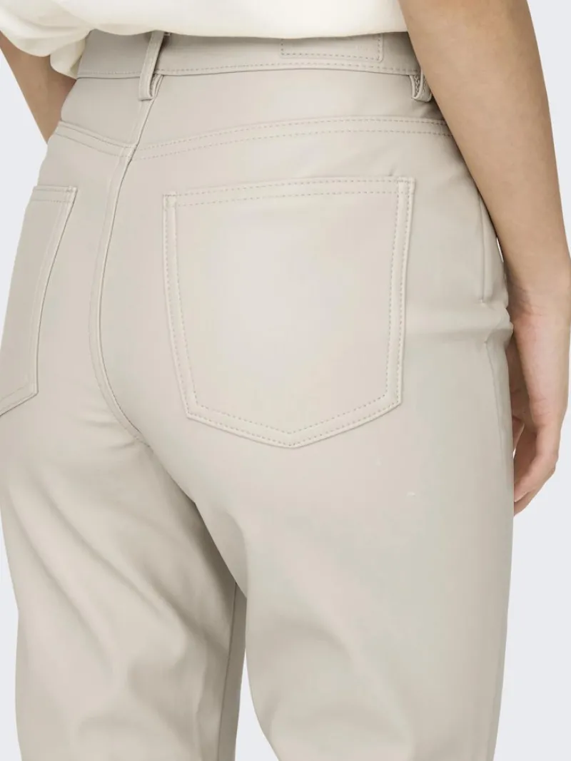 Only Hosen*ONLEMILY HW ST ANK FAUX LEATHER PNT NOOS Silver Lining