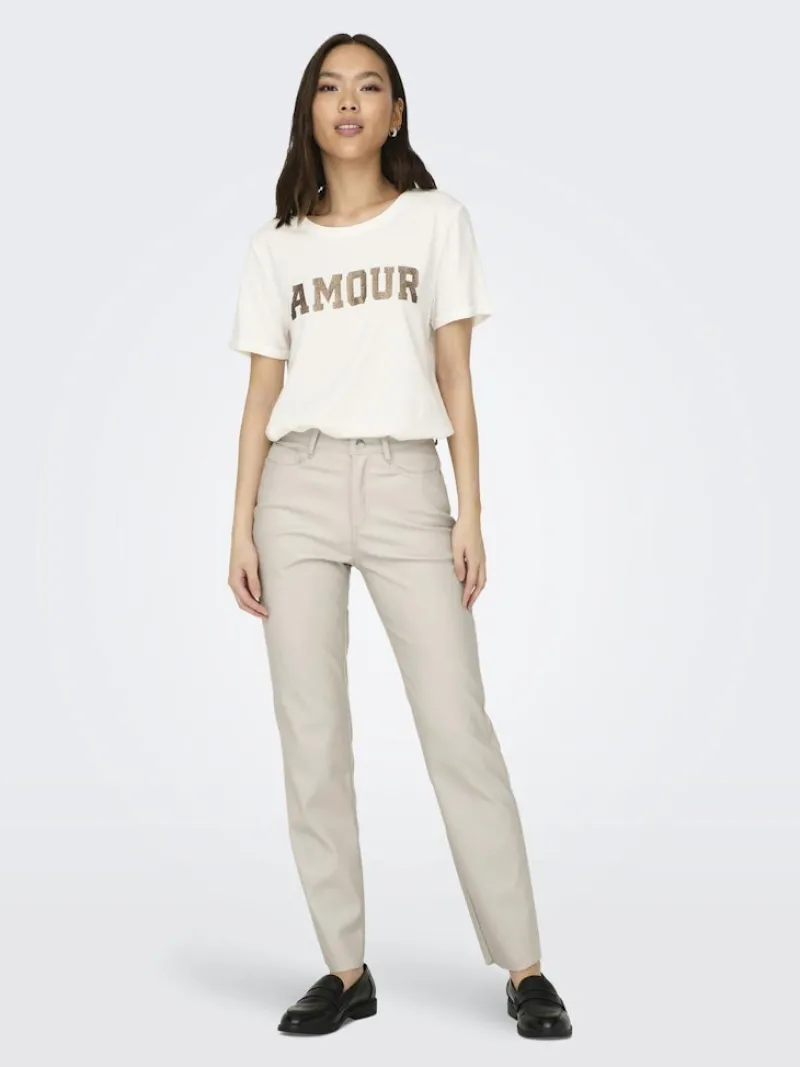 Only Hosen*ONLEMILY HW ST ANK FAUX LEATHER PNT NOOS Silver Lining