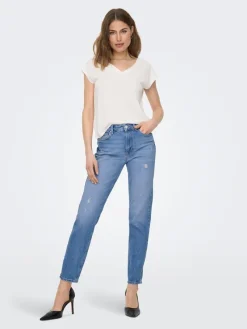 Only Jeans*ONLEMILY HW STR ANK DST DNM REA697 NOOS Light Blue Denim