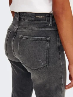 Only Jeans*ONLEMILY STRETCH HW ST ANK CRO614 NOOS Dark Grey Denim