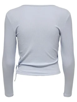 Only Shirts*ONLEMMA L/S TIE WRAP TOP JRS Halogen Blue