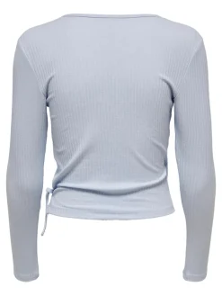 Only Shirts*ONLEMMA L/S TIE WRAP TOP JRS Halogen Blue