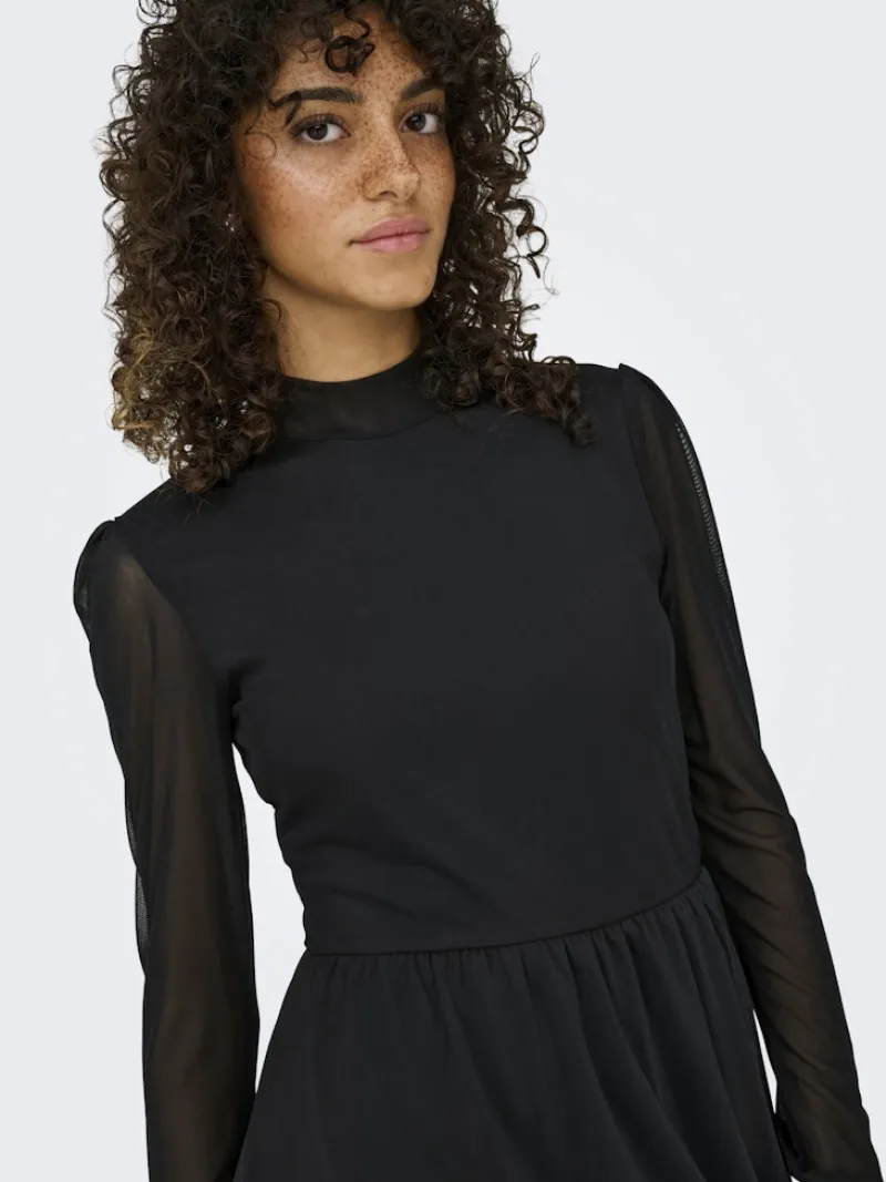 Only Kleider*ONLERICA L/S HIGH NECK DRESS JRS NOOS black1