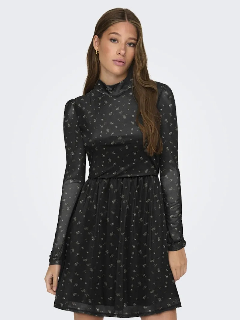 Only Kleider*ONLERICA L/S HIGH NECK DRESS JRS NOOS black2
