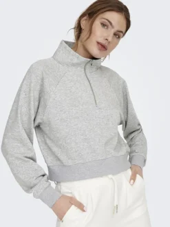 Only Pullover & Sweatshirts*ONLEVERY UNBRUSHED HALF ZIP SWEAT PNT Light Grey Melange