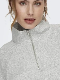 Only Pullover & Sweatshirts*ONLEVERY UNBRUSHED HALF ZIP SWEAT PNT Light Grey Melange