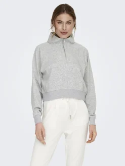 Only Pullover & Sweatshirts*ONLEVERY UNBRUSHED HALF ZIP SWEAT PNT Light Grey Melange