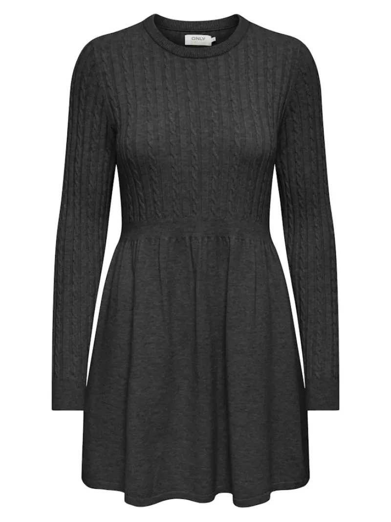 Only Kleider*ONLFIA LS CABLE DRESS CS KNT Dark Grey Melange